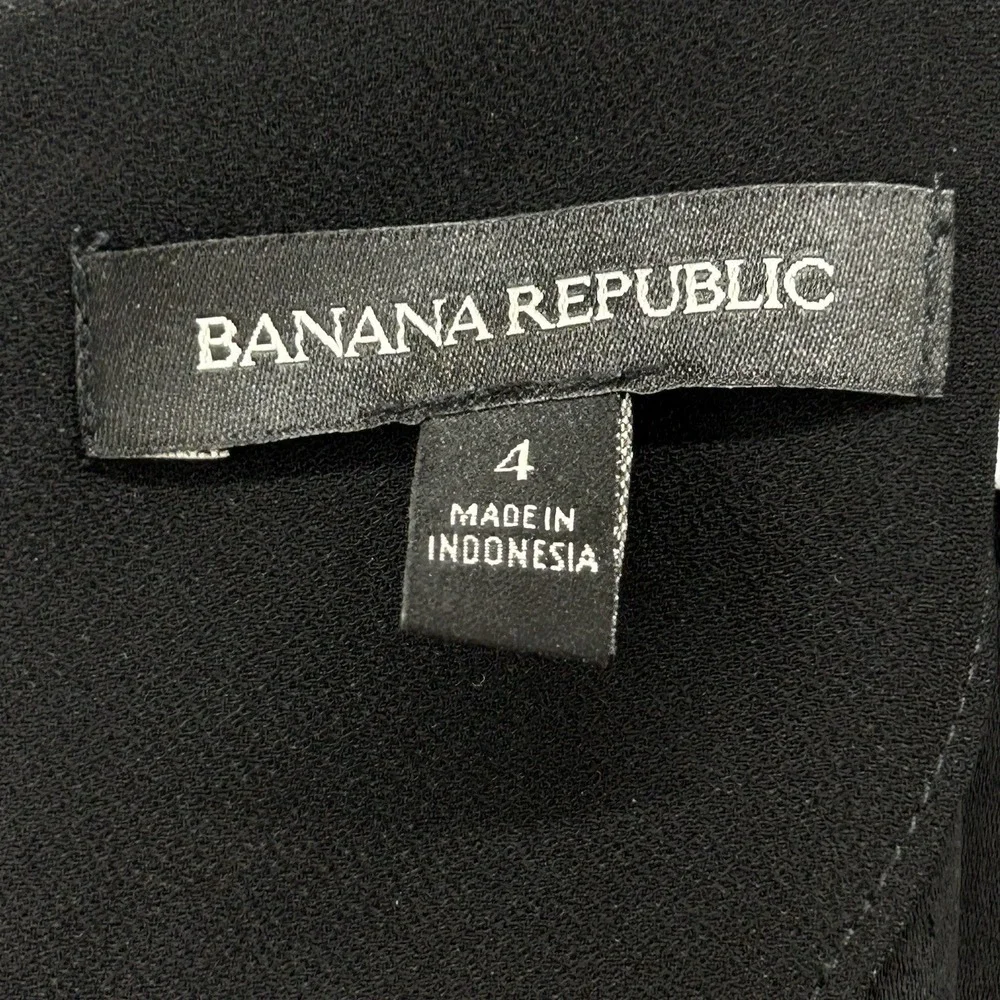 Banana Republic Shift Dress Women Size 4 Black Bow Cuff Casual